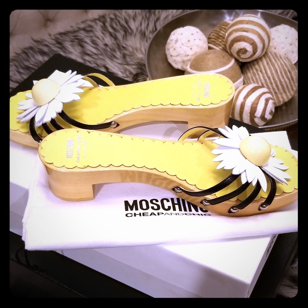 Authentic Vintage 90s Moschino Wooden Clog Slides